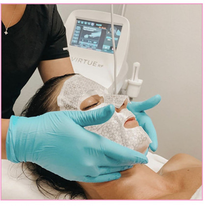 Virtue RF microneedling treatment being applied at MIRA Integrative Clinic