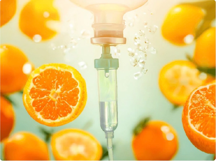Vitamin injection concept with citrus